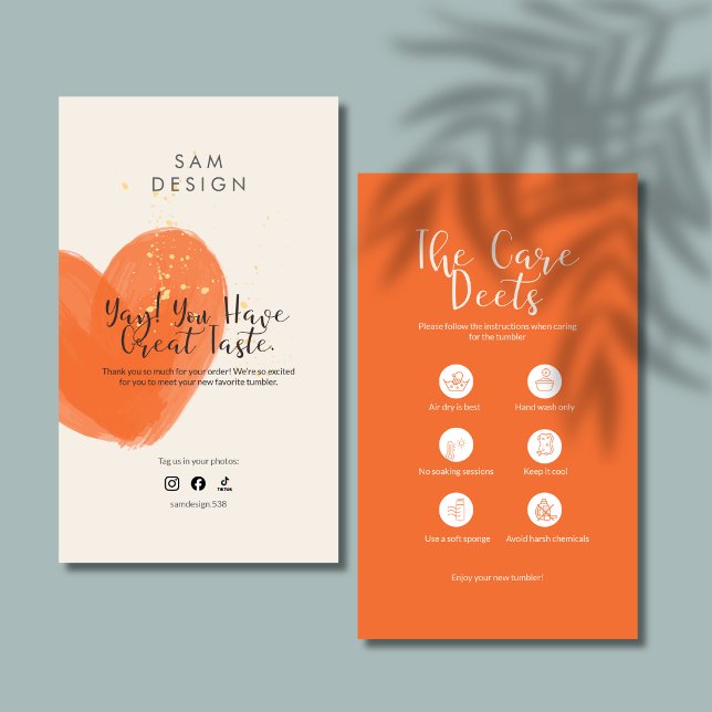 Minimalist Boho Tumbler Care Instruction Card (Creator Uploaded)