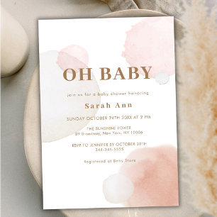 Minimalist Boho Watercolor Abstract Baby Shower Invitation