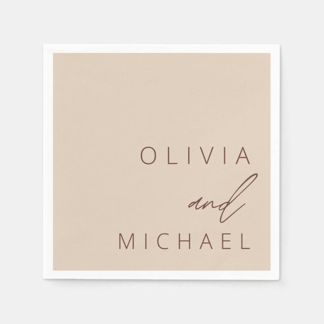 Minimalist Boho Wedding Typography Elegant Napkin (Front)