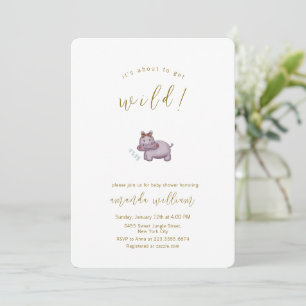 Minimalist Boho Wild Safari Hippo Baby Shower  Invitation