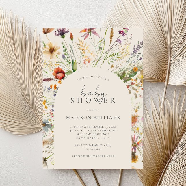 Minimalist Boho Wildflower Floral Baby Shower Invitation (Creator Uploaded)
