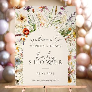 Minimalist Boho Wildflower Floral Baby Shower Sign