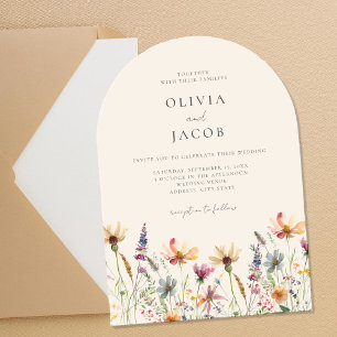 Minimalist Boho Wildflower Floral Wedding Acrylic Invitations