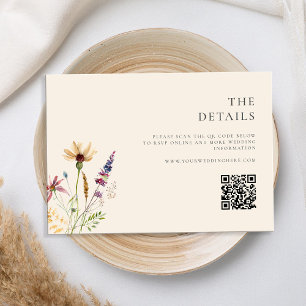 Minimalist Boho Wildflower Floral Wedding Enclosure Card