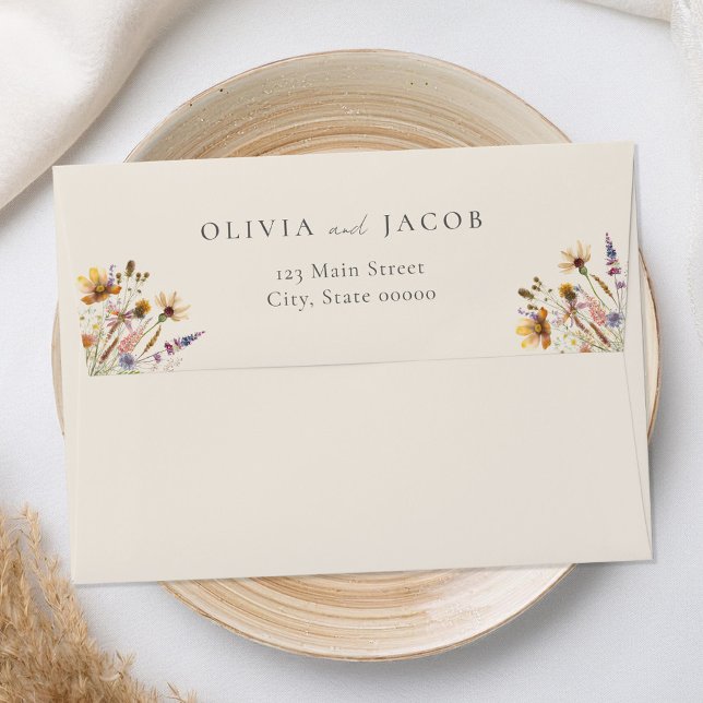 Minimalist Boho Wildflower Floral Wedding Envelope (Creator Uploaded)