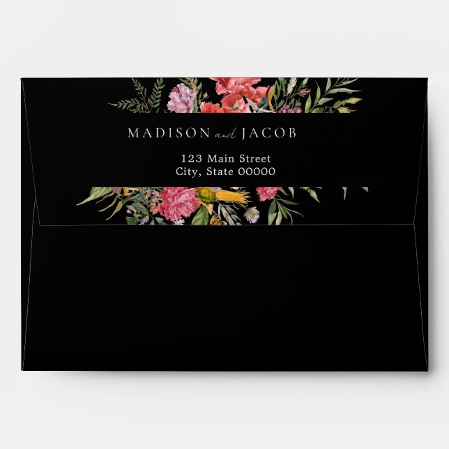Minimalist Boho Wildflower Floral Wedding Envelope (Back (Top Flap))