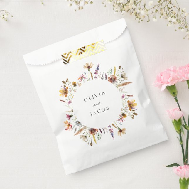 Minimalist Boho Wildflower Floral Wedding Favour Bag (Sealed)