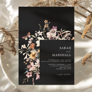 Minimalist Boho Wildflower Floral Wedding Invitation