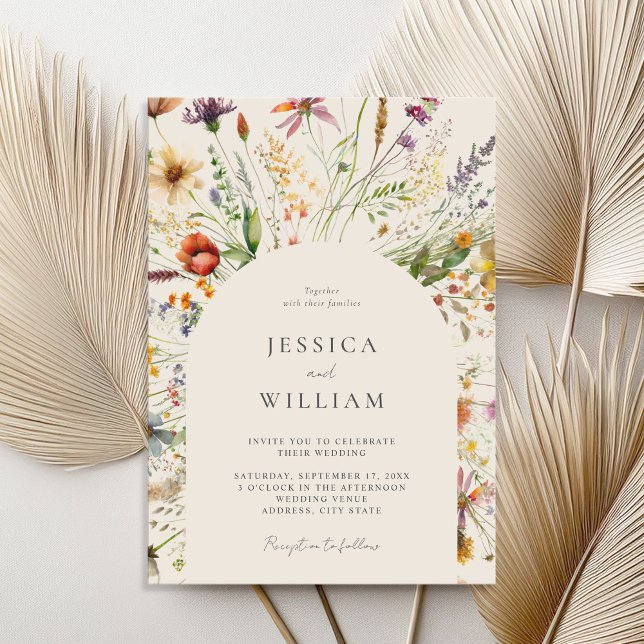 Minimalist Boho Wildflower Floral Wedding Invitation (Creator Uploaded)