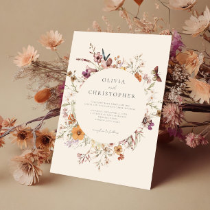 Minimalist Boho Wildflower Floral Wedding Invitation