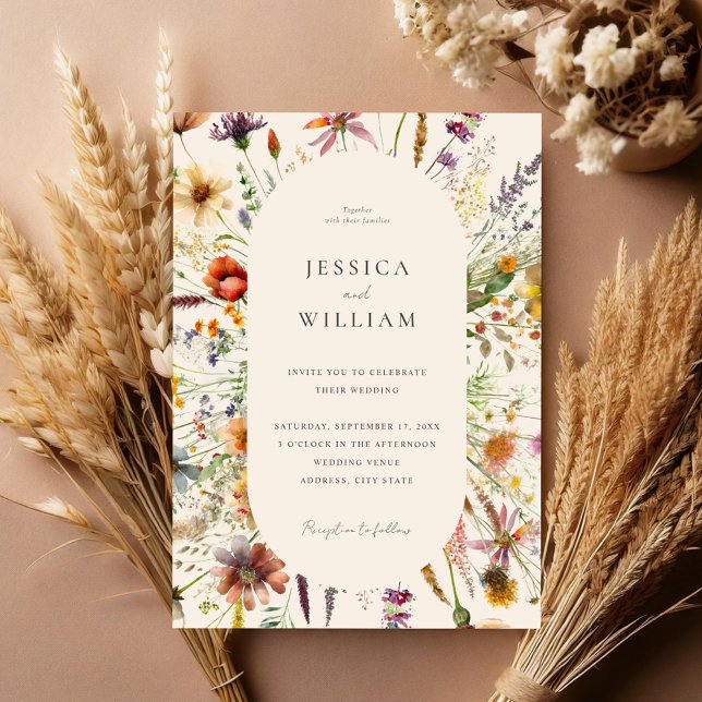 Minimalist Boho Wildflower Floral Wedding Invitation (Creator Uploaded)