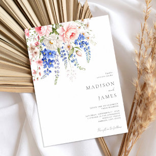 Minimalist Boho Wildflower Floral Wedding Invitation