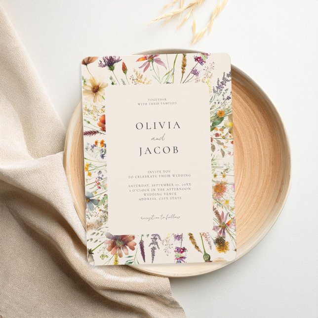 Minimalist Boho Wildflower Floral Wedding Invitation (Creator Uploaded)