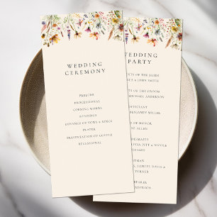 Minimalist Boho Wildflower Floral Wedding Program