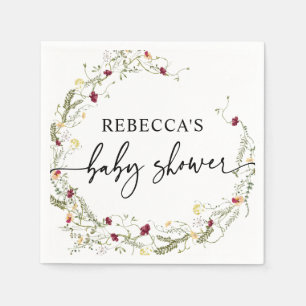 Minimalist Boho Wildflower Greenery Baby Shower  Napkin