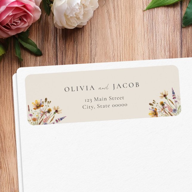 Minimalist Boho Wildflower Wedding Return Address Label (Creator Uploaded)