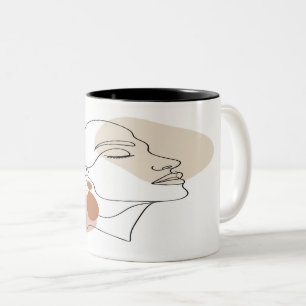 Minimalist Boho Woman Face Line Art Mug