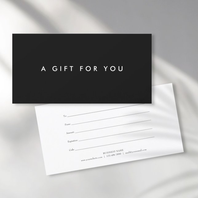 Minimalist Bold Black and White Gift Certificate (Creator Uploaded)