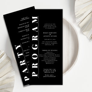Minimalist bold black and white wedding programs