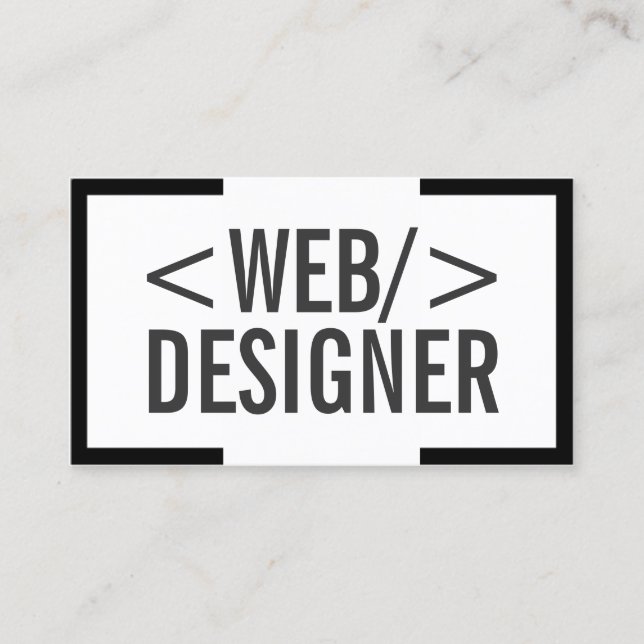 Minimalist Bold Black Border Web Design Business Card (Front)