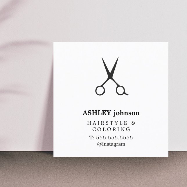 Minimalist Bold Black White Hair Salon Square Business Card (Creator Uploaded)