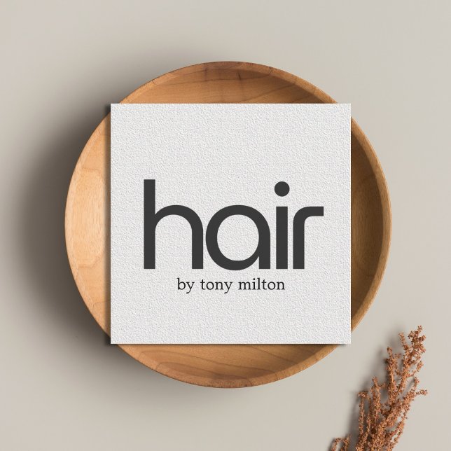 Minimalist Bold Black White Hair Salon Square Business Card (Creator Uploaded)