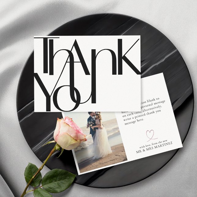 Minimalist Bold Black White Photo Thank You Card (Creator Uploaded)