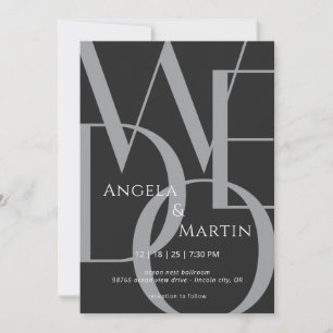 Minimalist Bold Black White Wedding Invitation