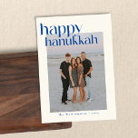 Minimalist Bold Blue Modern Hanukkah Custom Photo Holiday Card<br><div class="desc">Minimalist Bold Cobalt Blue and White Modern Hanukkah Custom Photo Holiday Card</div>