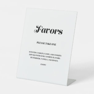 Minimalist Bold Calligraphy Favours White Wedding Pedestal Sign