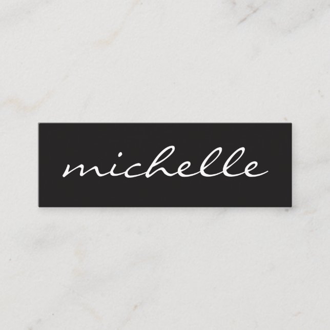 Minimalist Bold Cursive Text Mini Business Card (Front)