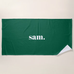 Minimalist bold custom text green beach towel