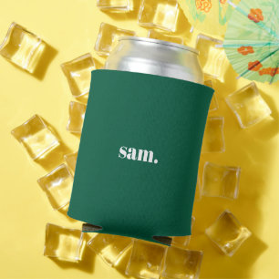 Minimalist bold custom text green can cooler