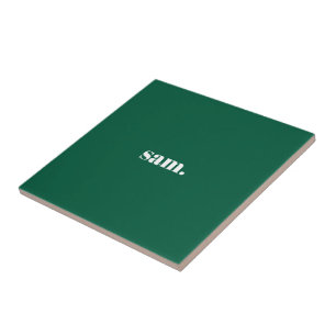 Minimalist bold custom text green ceramic tile