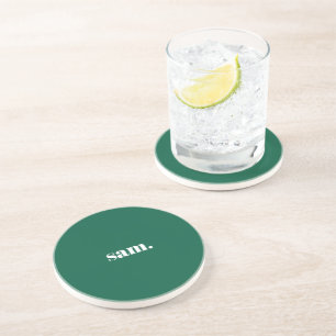 Minimalist bold custom text green coaster