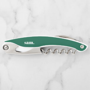 Minimalist bold custom text green corkscrew