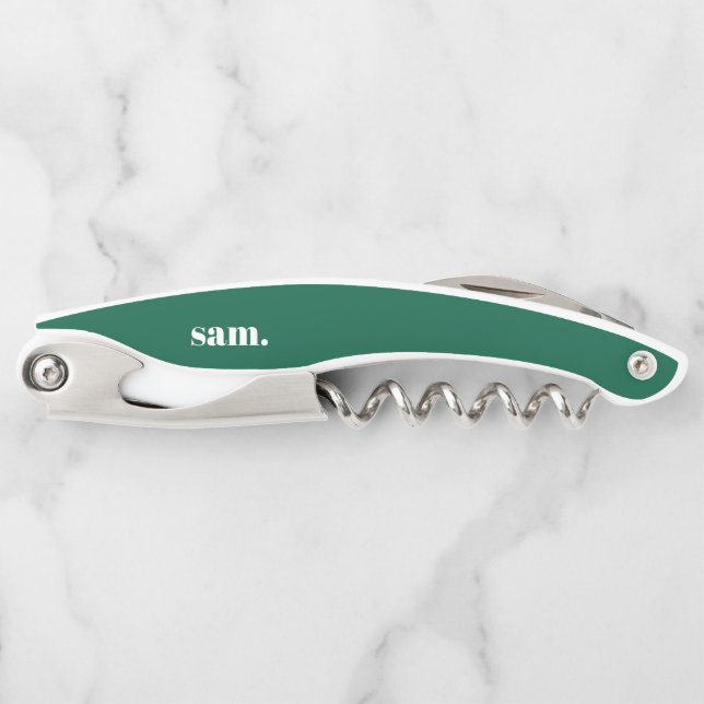 Minimalist bold custom text green corkscrew (Front)