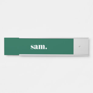 Minimalist bold custom text green door sign