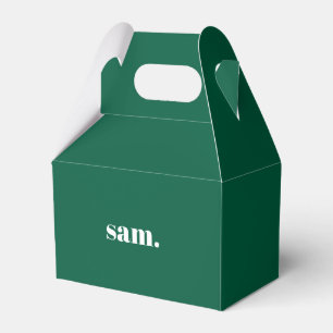 Minimalist bold custom text green favour box
