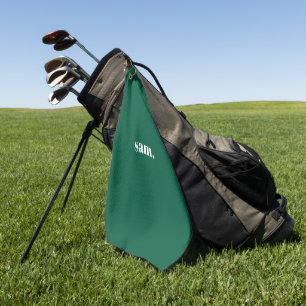 Minimalist bold custom text green golf towel