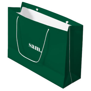 Minimalist bold custom text green large gift bag
