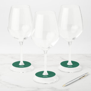 Minimalist bold custom text green wine glass tag