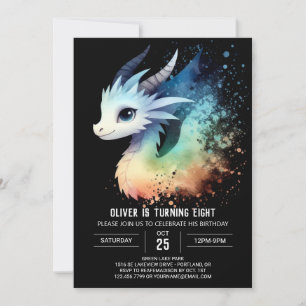 Minimalist Bold Dragon Birthday Invitation