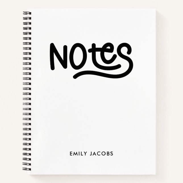 Minimalist Bold Handwriting Notes Typography Notebook (Front)