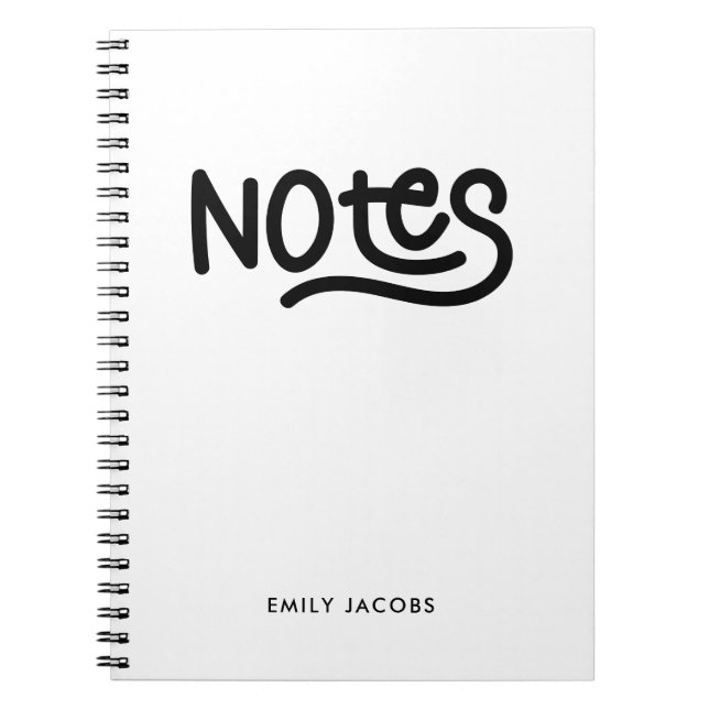 Minimalist Bold Handwriting Notes Typography Notebook (Front)