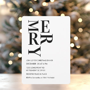 Minimalist Bold Merry Christmas Dinner Invitation