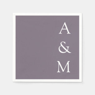 Minimalist Bold Monogram Boho Dusty Purple Wedding Napkin