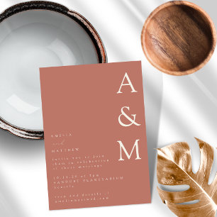 Minimalist Bold Monogram Desert Boho Clay Wedding Invitation