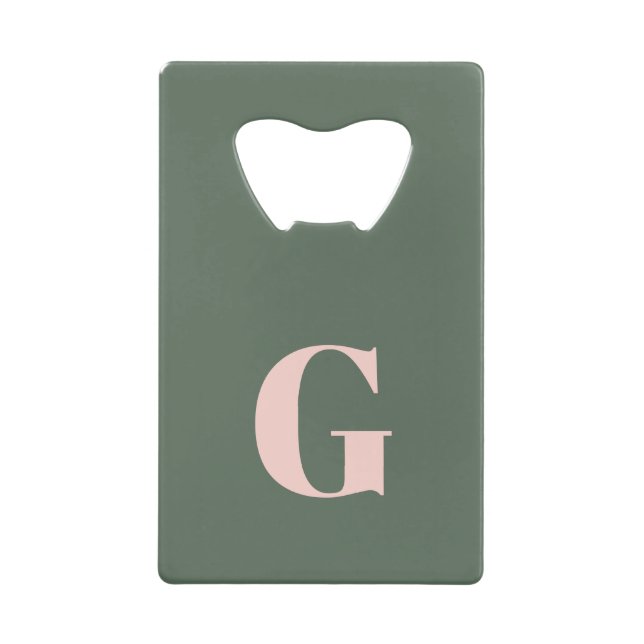 Minimalist Bold Monogram in Spruce Green and Pink  (Front)