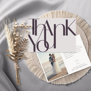 Minimalist Bold Photo Eggplant Thank You Card